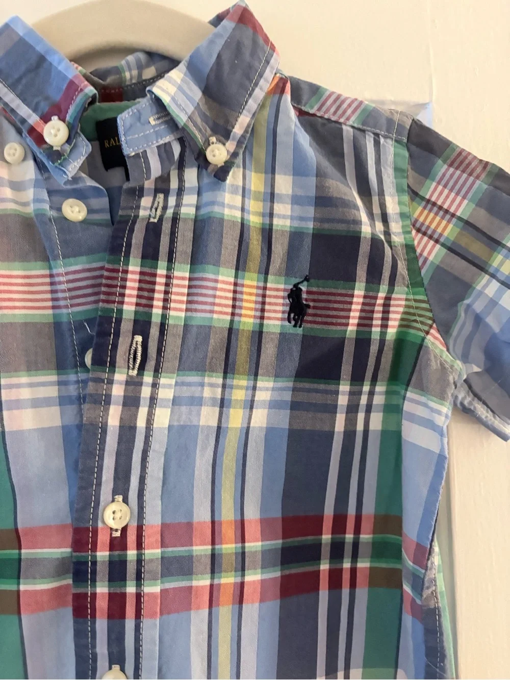 12M Baby Ralph Lauren Multicolor Plaid Short-Sleeve Button-Down Shirt